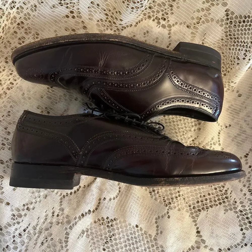 Florsheim Lexington Men's US 11 Burgundy Leather Wingtip Oxford Dress Shoes